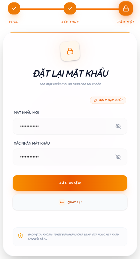 Đặt lại mật khẩu thành công