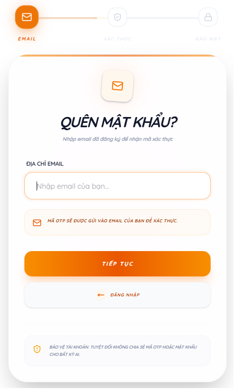 Điền form quên mật khẩu