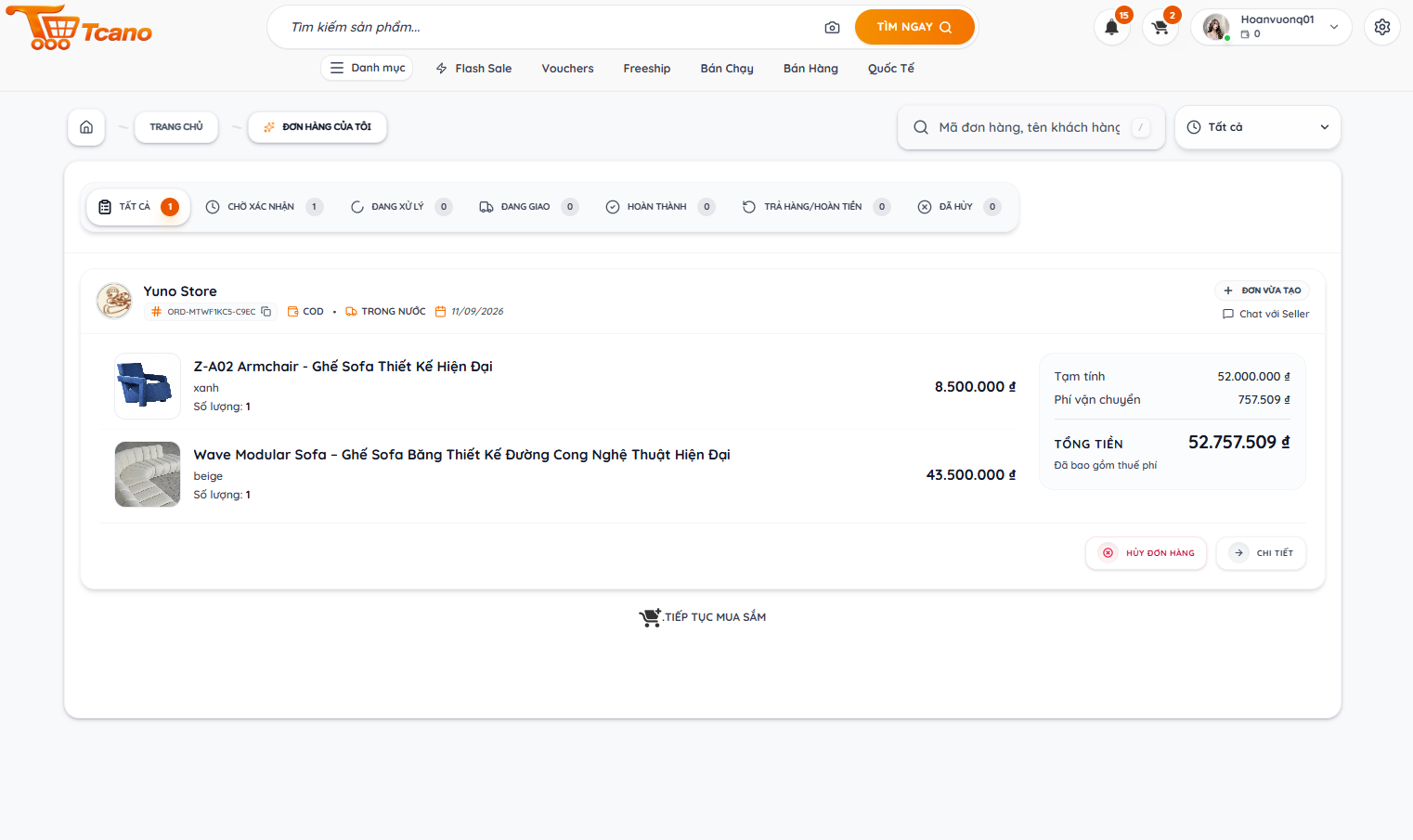 Giao diện theo dõi hành trình đơn hàng trên website & ứng dụng